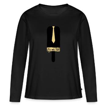 Glace dans le style - T-shirt manches longues Premium bio Femme - noir - Devant - Julia (174cm)