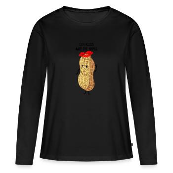 Kuss auf die Nuss - Frauen Premium Bio Langarmshirt - Schwarz - Vorne - Julia (174cm)