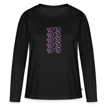 Lila 1960 - Frauen Premium Bio Langarmshirt - Schwarz - Vorne - Julia (174cm)