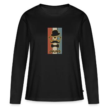 Nom : Julius - T-shirt manches longues Premium bio Femme - noir - Devant - Julia (174cm)