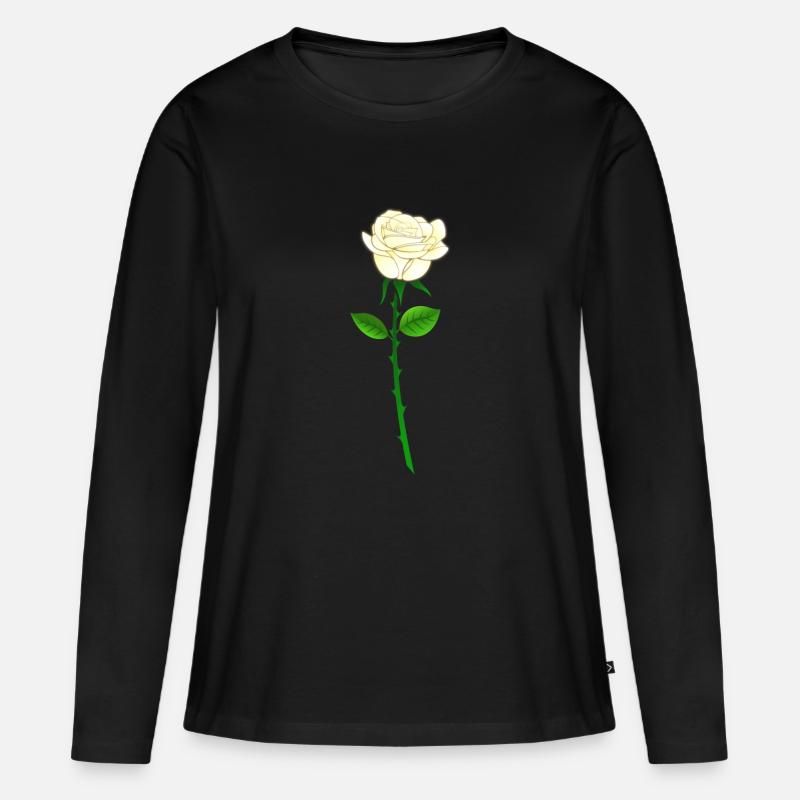 Weiße rose mit stil - Frauen Premium Bio Langarmshirt - Schwarz