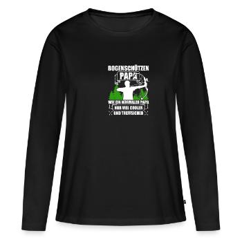 Papa Pfeil und Bogen Bogenschießen Bogenschütze - Frauen Premium Bio Langarmshirt - Schwarz - Vorne - Julia (174cm)