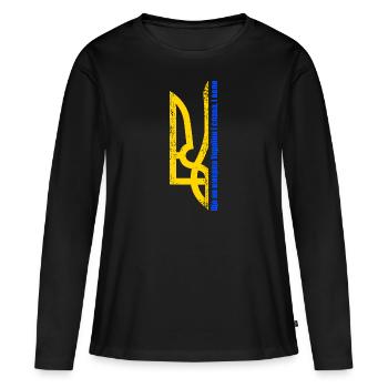 Der Ruhm und die Freiheit der Ukraine - Frauen Premium Bio Langarmshirt - Schwarz - Vorne - Julia (174cm)