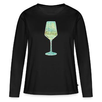 Mosaik Weinglas - Frauen Premium Bio Langarmshirt - Schwarz - Vorne - Julia (174cm)