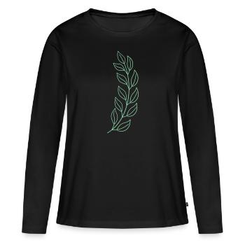 weizen blatt - Frauen Premium Bio Langarmshirt - Schwarz - Vorne - Julia (174cm)