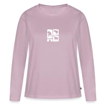 Bovins de buffle Bœufs - T-shirt manches longues Premium bio Femme - rose poudré - Devant - Julia (174cm)