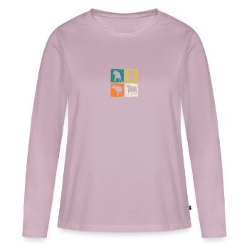 Bovins de buffle Bœufs - T-shirt manches longues Premium bio Femme - rose poudré - Devant - Julia (174cm)