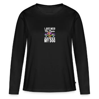 Graines de fleur de pensée pour planter des fleurs de pensées - T-shirt manches longues Premium bio Femme - noir - Devant - Julia (174cm)