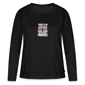 Pensée fleur Pensées vivantes Matériel de jardinage Pensées - T-shirt manches longues Premium bio Femme - noir - Devant - Julia (174cm)