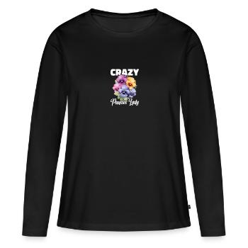 Graines de fleurs de pensées pour planter des pensées de jardinage - T-shirt manches longues Premium bio Femme - noir - Devant - Julia (174cm)