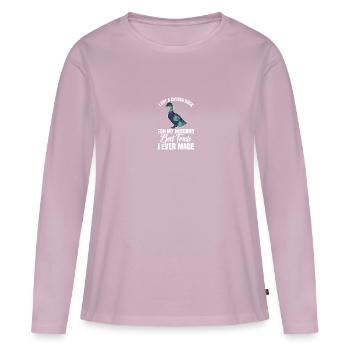 Cayuga Duck Food Enclos pour animaux en peluche Cayuga - T-shirt manches longues Premium bio Femme - rose poudré - Devant - Julia (174cm)
