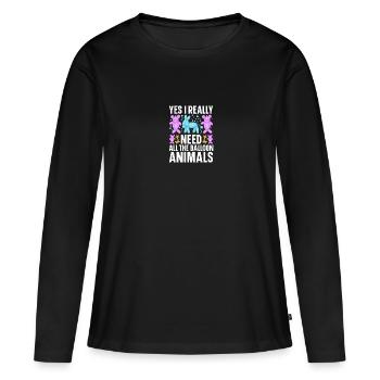 Ballon artiste ballon twisting kit ballon - T-shirt manches longues Premium bio Femme - noir - Devant - Julia (174cm)