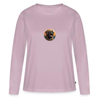 Treu blickender Mops Kopf - Frauen Premium Bio Langarmshirt - Altrosa - Vorne - Julia (174cm)
