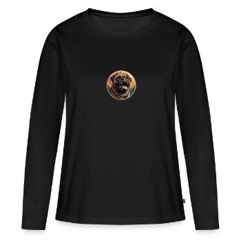 Tête de carlin fidèle - T-shirt manches longues Premium bio Femme - noir - Devant - Julia (174cm)