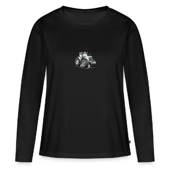 Niedlicher Traktor - Frauen Premium Bio Langarmshirt - Schwarz - Vorne - Julia (174cm)