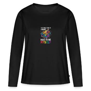 LGBT - Frauen Premium Bio Langarmshirt - Schwarz - Vorne - Julia (174cm)