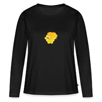 Abeille, nid d’abeille - T-shirt manches longues Premium bio Femme - noir - Devant - Julia (174cm)