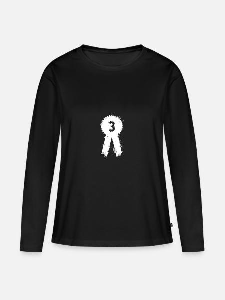 Medaille Platz 3 - Frauen Premium Bio Langarmshirt - Schwarz