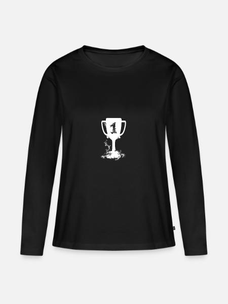 Pokal Gold - Frauen Premium Bio Langarmshirt - Schwarz