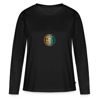David - Frauen Premium Bio Langarmshirt - Schwarz - Vorne - Julia (174cm)