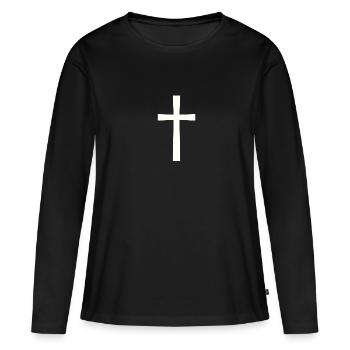 croix - T-shirt manches longues Premium bio Femme - noir - Devant - Julia (174cm)
