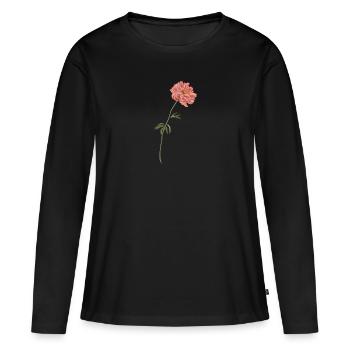FLOWER - Frauen Premium Bio Langarmshirt - Schwarz - Vorne - Julia (174cm)