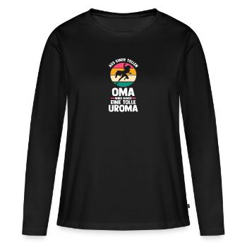 Grand-mère Grand-mère Arrière-grand-mère Arrière-grand-mère - T-shirt manches longues Premium bio Femme - noir - Devant - Julia (174cm)
