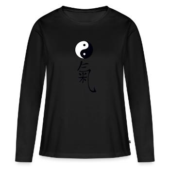tao qi - T-shirt manches longues Premium bio Femme - noir - Devant - Julia (174cm)