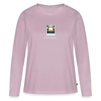 Photo rétro de l’ambiance du festival - T-shirt manches longues Premium bio Femme - rose poudré - Devant - Julia (174cm)