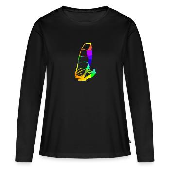 Planche à voile Arc-en-ciel Couleurs Sports - T-shirt manches longues Premium bio Femme - noir - Devant - Julia (174cm)