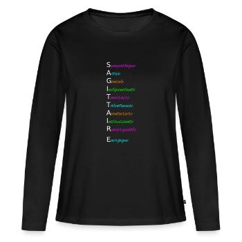 SAGITTAIRE Sympathique Active Géniale Indépendante - T-shirt manches longues Premium bio Femme - noir - Devant - Julia (174cm)