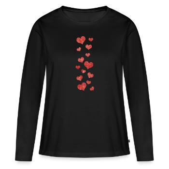 Cœur - T-shirt manches longues Premium bio Femme - noir - Devant - Julia (174cm)
