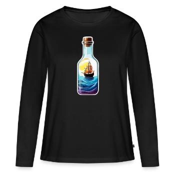Ship in a Bottle / Message in a Bottle / Ahoy / Anchor - Women's Premium Organic Long Sleeve Shirt - black - Front - Julia (174cm)