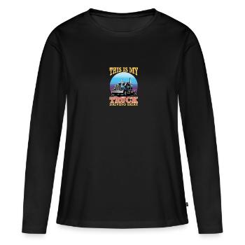 Camionneur Diesel Big Rig Semi-Remorque Camion Chauffeur - T-shirt manches longues Premium bio Femme - noir - Devant - Julia (174cm)