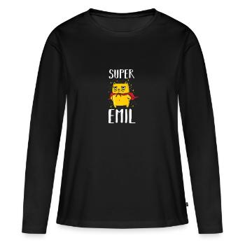 Emil - T-shirt manches longues Premium bio Femme - noir - Devant - Julia (174cm)