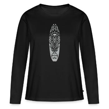 Maori - T-shirt manches longues Premium bio Femme - noir - Devant - Julia (174cm)
