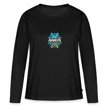 Amaya Amaya - T-shirt manches longues Premium bio Femme - noir - Devant - Julia (174cm)