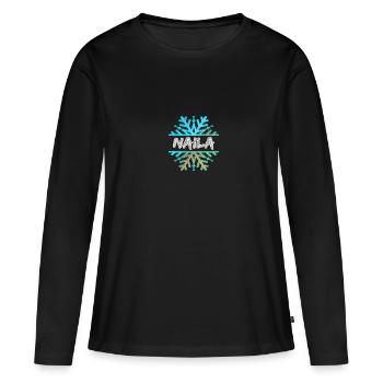 Naila Naila - T-shirt manches longues Premium bio Femme - noir - Devant - Julia (174cm)