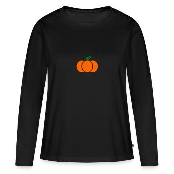 Kürbis - Frauen Premium Bio Langarmshirt - Schwarz - Vorne - Julia (174cm)