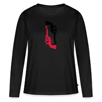 pistolet flingue revolver arme feu1 - T-shirt manches longues Premium bio Femme - noir - Devant - Julia (174cm)