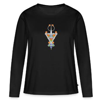 Bijoux Berbère - T-shirt manches longues Premium bio Femme - noir - Devant - Julia (174cm)