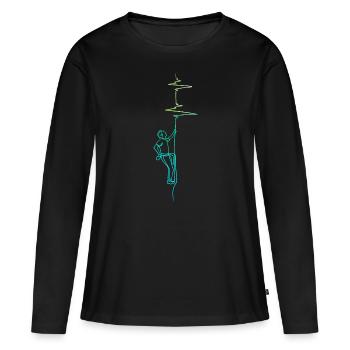 Escalade électrocardiogramme vert / bleu - T-shirt manches longues Premium bio Femme - noir - Devant - Julia (174cm)