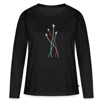 Pilote Fly Jet Avions Avions Geschen - T-shirt manches longues Premium bio Femme - noir - Devant - Julia (174cm)