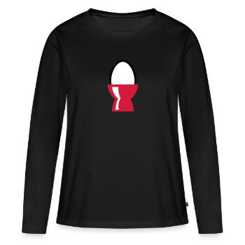 Ei - Frauen Premium Bio Langarmshirt - Schwarz - Vorne - Julia (174cm)