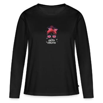 Großbritannien - Frauen Premium Bio Langarmshirt - Schwarz - Vorne - Julia (174cm)