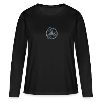 Triskele Celtic symbole gris bleu - T-shirt manches longues Premium bio Femme - noir - Devant - Julia (174cm)