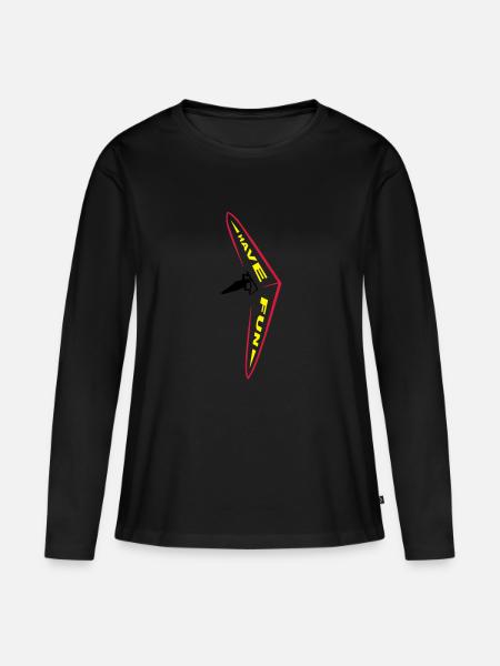 Hangglidingaction - Frauen Premium Bio Langarmshirt - Schwarz