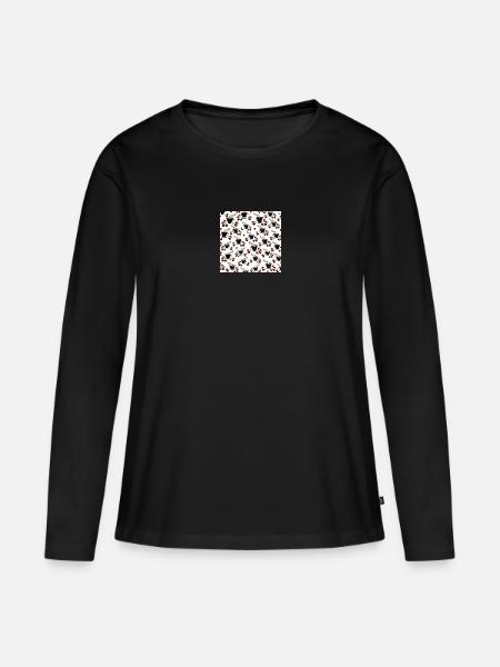 kaffeetassen Kaffeebohnen Küchenmuster - Frauen Premium Bio Langarmshirt - Schwarz
