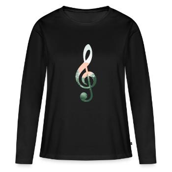 Paysage clé de sol - T-shirt manches longues Premium bio Femme - noir - Devant - Julia (174cm)