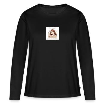 A pretty, curvy woman who loves herself - Women's Premium Organic Long Sleeve Shirt - black - Front - Julia (174cm)